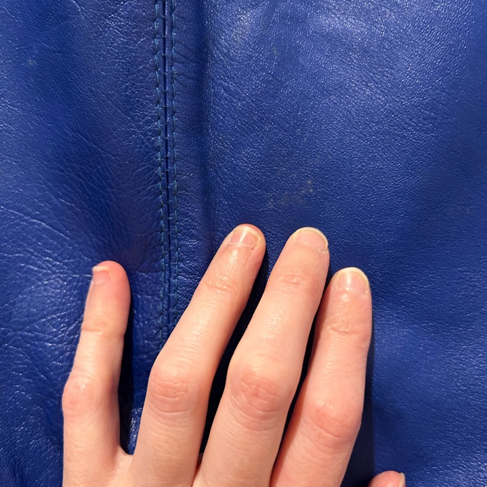 Vintage blue high waisted leather skirt - Picture 10 of 15